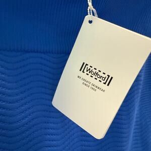 Wolford Wellness Compression Workout Leggings Dazzling Blue Ribbed L fits like M